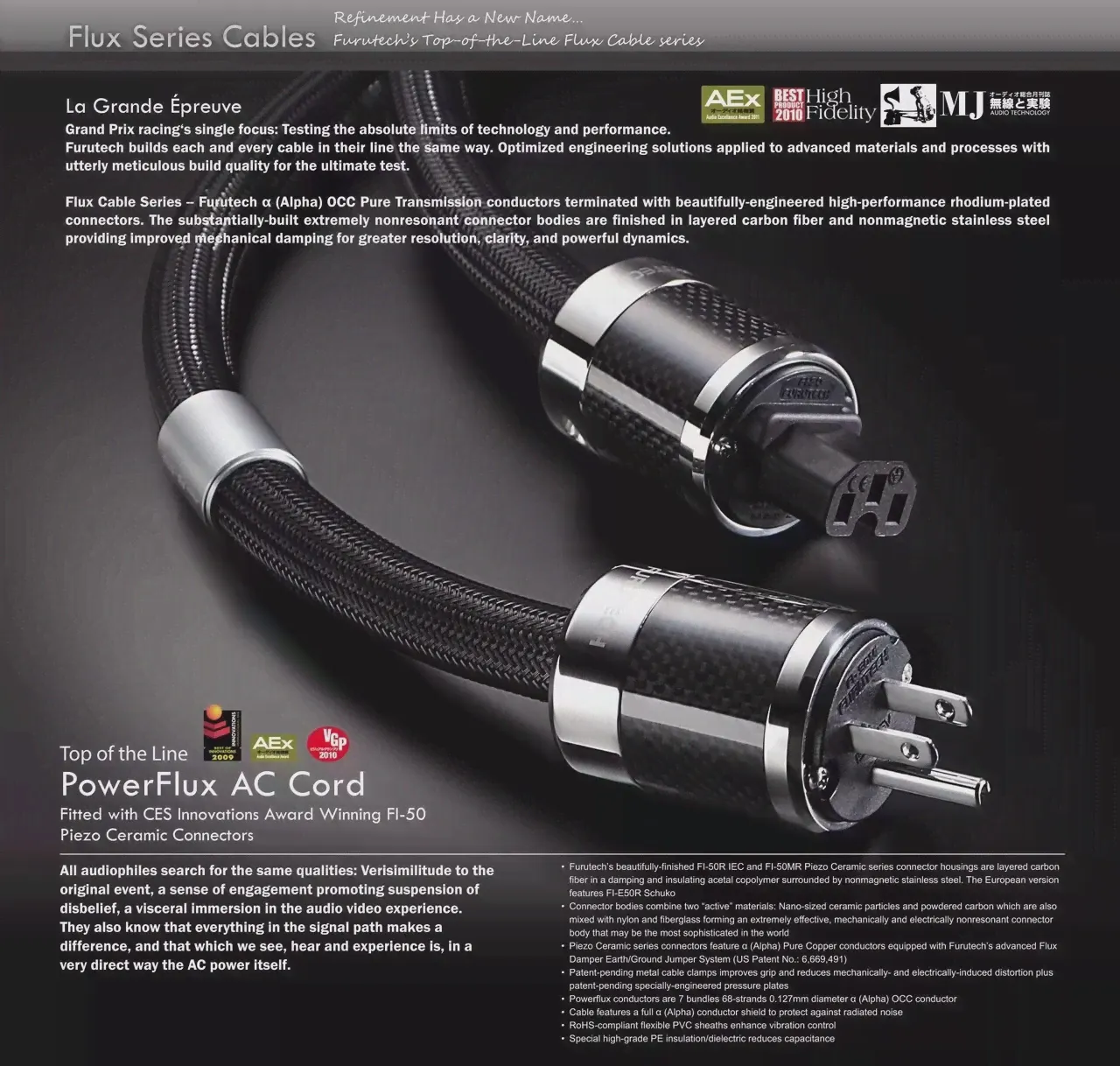 Hi-End FURUTECH Alpha PS-950-18 Alpha-OCC проводник из углеродного волокна, флагманский Hi-Fi обновленный шнур питания, кабель питания переменного тока, сделано... (art.: 3920bc951ad21)-2