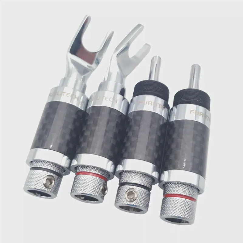 4шт Furutech Audiophile DIY Чистая Медь С Родиевым Покрытием Без Сварки Углеродного Волокна Y-Образный Разветвитель/U-Образная Вилка типа "Банан"